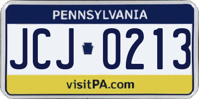 PA license plate JCJ0213