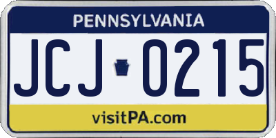 PA license plate JCJ0215
