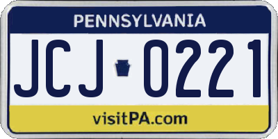 PA license plate JCJ0221