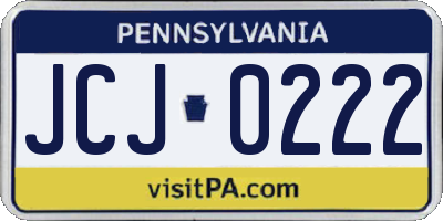 PA license plate JCJ0222