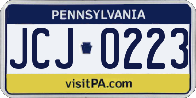 PA license plate JCJ0223