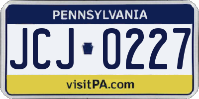 PA license plate JCJ0227