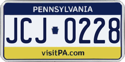 PA license plate JCJ0228