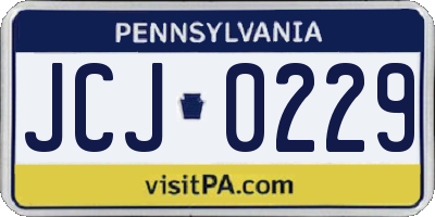PA license plate JCJ0229