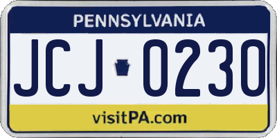 PA license plate JCJ0230