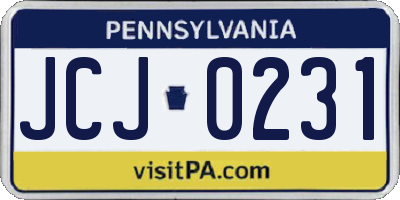 PA license plate JCJ0231