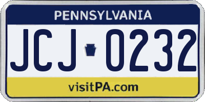PA license plate JCJ0232