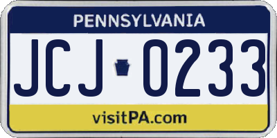 PA license plate JCJ0233