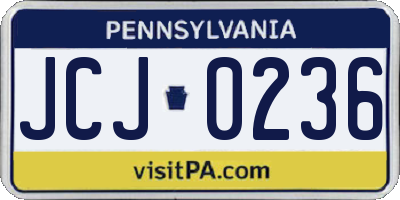 PA license plate JCJ0236