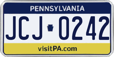 PA license plate JCJ0242