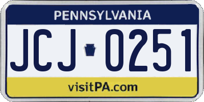 PA license plate JCJ0251