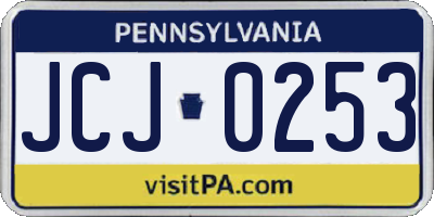 PA license plate JCJ0253