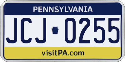 PA license plate JCJ0255