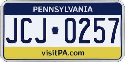 PA license plate JCJ0257