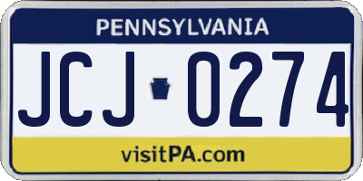 PA license plate JCJ0274