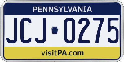 PA license plate JCJ0275