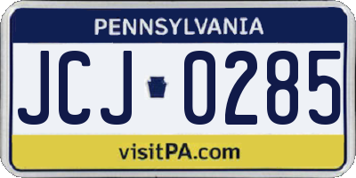 PA license plate JCJ0285