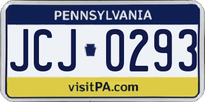 PA license plate JCJ0293