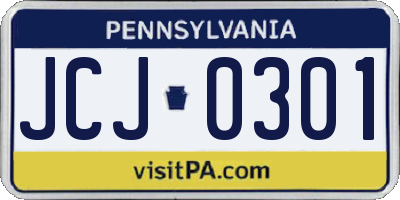 PA license plate JCJ0301