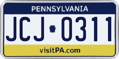 PA license plate JCJ0311
