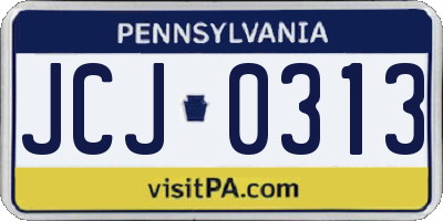 PA license plate JCJ0313