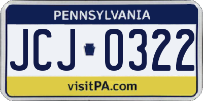 PA license plate JCJ0322
