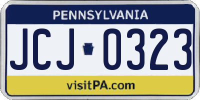 PA license plate JCJ0323