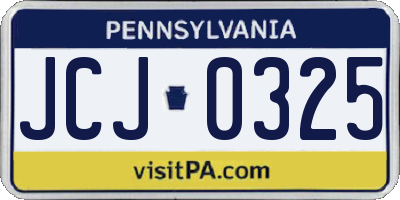PA license plate JCJ0325