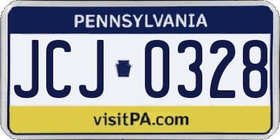 PA license plate JCJ0328