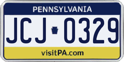 PA license plate JCJ0329