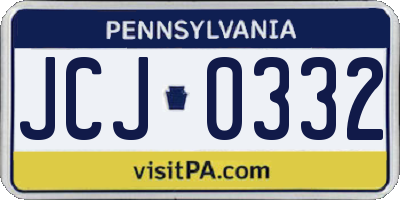 PA license plate JCJ0332
