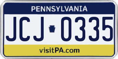 PA license plate JCJ0335