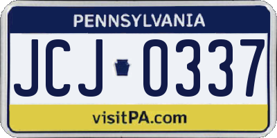 PA license plate JCJ0337