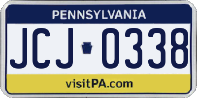 PA license plate JCJ0338