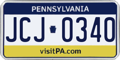 PA license plate JCJ0340