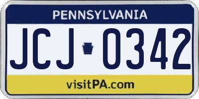 PA license plate JCJ0342
