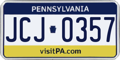 PA license plate JCJ0357