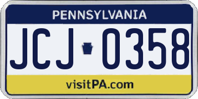 PA license plate JCJ0358