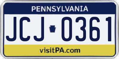 PA license plate JCJ0361
