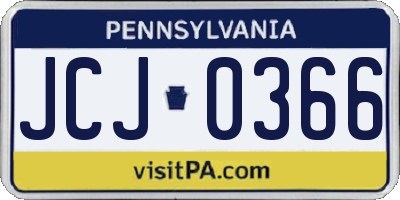 PA license plate JCJ0366