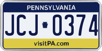PA license plate JCJ0374