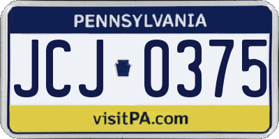 PA license plate JCJ0375
