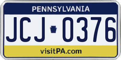 PA license plate JCJ0376