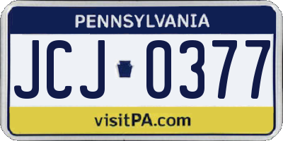 PA license plate JCJ0377