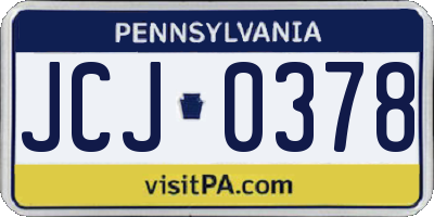 PA license plate JCJ0378