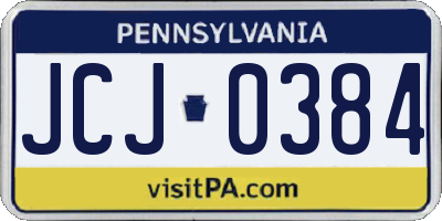 PA license plate JCJ0384