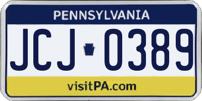 PA license plate JCJ0389