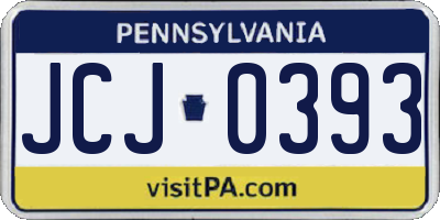 PA license plate JCJ0393