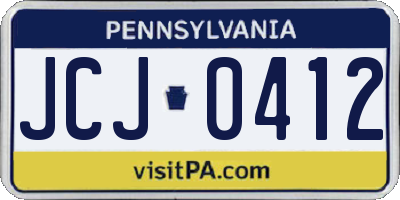PA license plate JCJ0412