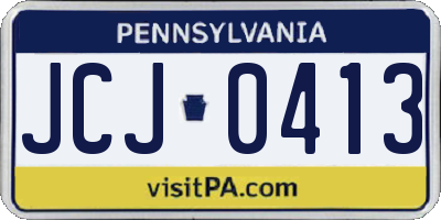 PA license plate JCJ0413